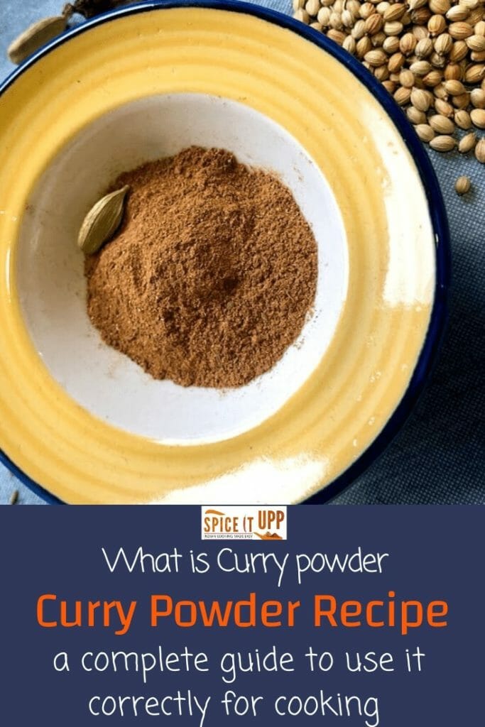 Pinterest image of homemade curry powder in a bowl