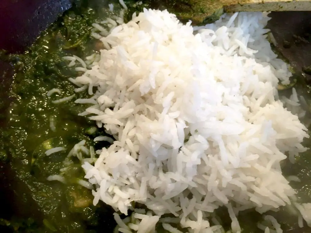 Add Rice with Spinach 