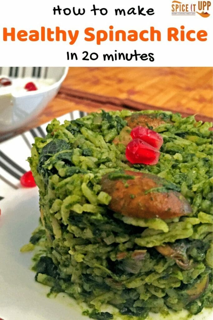 Spinach rice recipe pinterest image