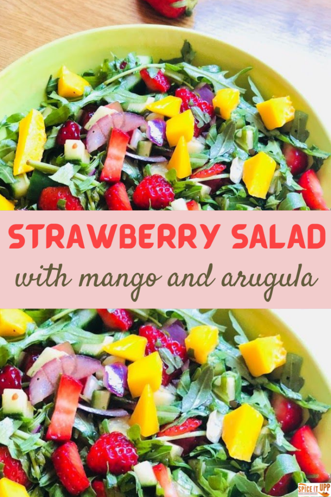 Summer strawberry mango salad recipe - Pinterest image 
