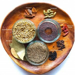 whole spices used to make homemade curry powder