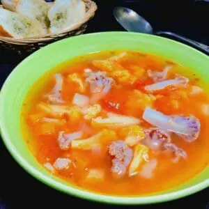 Low carb vegetable soup in a bowl