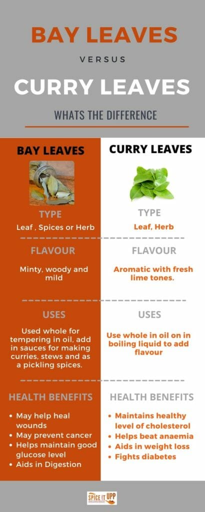 Difference between bay leaves and curry leaves  pinterest image