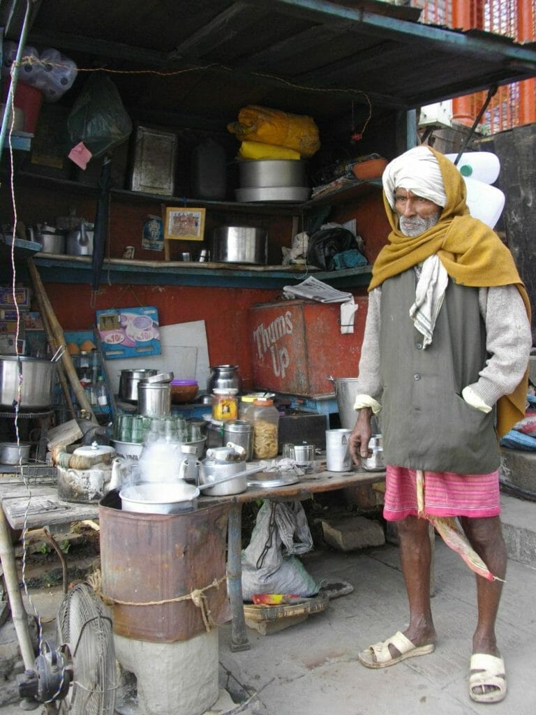 Indian road side masala chai tea stall