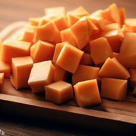 Cubed pumpkin pieces on tray 